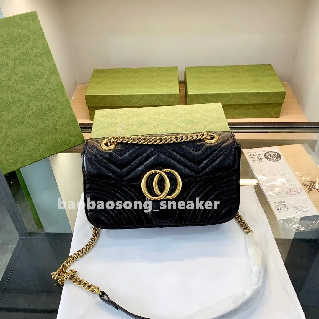Women Shoulder Bag With Box Designer Lady Shoulder Bags Luxurys Marmonts Crossbody bag Fashion Classic Handbag Chain Leather Purse Wallet Red Whi