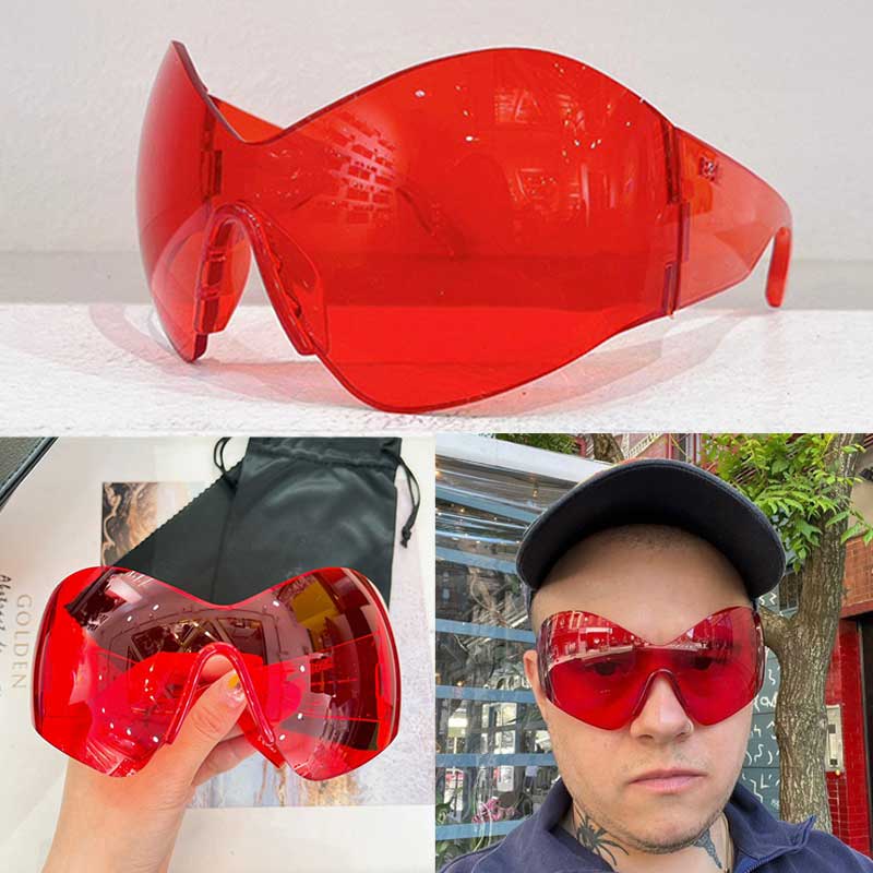 Women Designer Mask Butterfly Sunglasses BB0180S Oversized Red Nylon Frame Relief Logo 100% UV400 Womens Polarized Sunglasses Ladies Outdoor Ridi-image-979791011