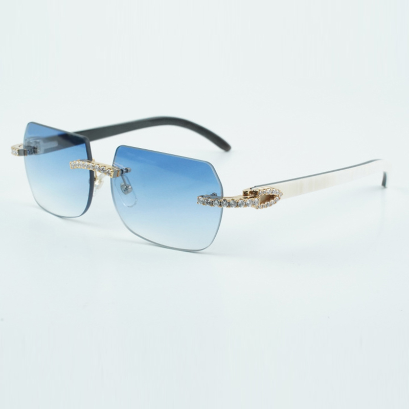Vente direct diamant sans fin 8100906 avec des objectifs et lunettes de soleil à cornes de buffle mélangées noires naturelles, taille: 56-18-140