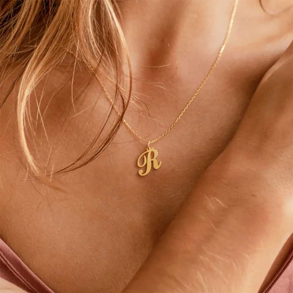 Pendant Necklaces Dainty Initial Letter Necklace for Women Gold Color Minimalist Stainless Steel Initial Necklace Womens Wedding Jewelry Gifts d2-image-980297122