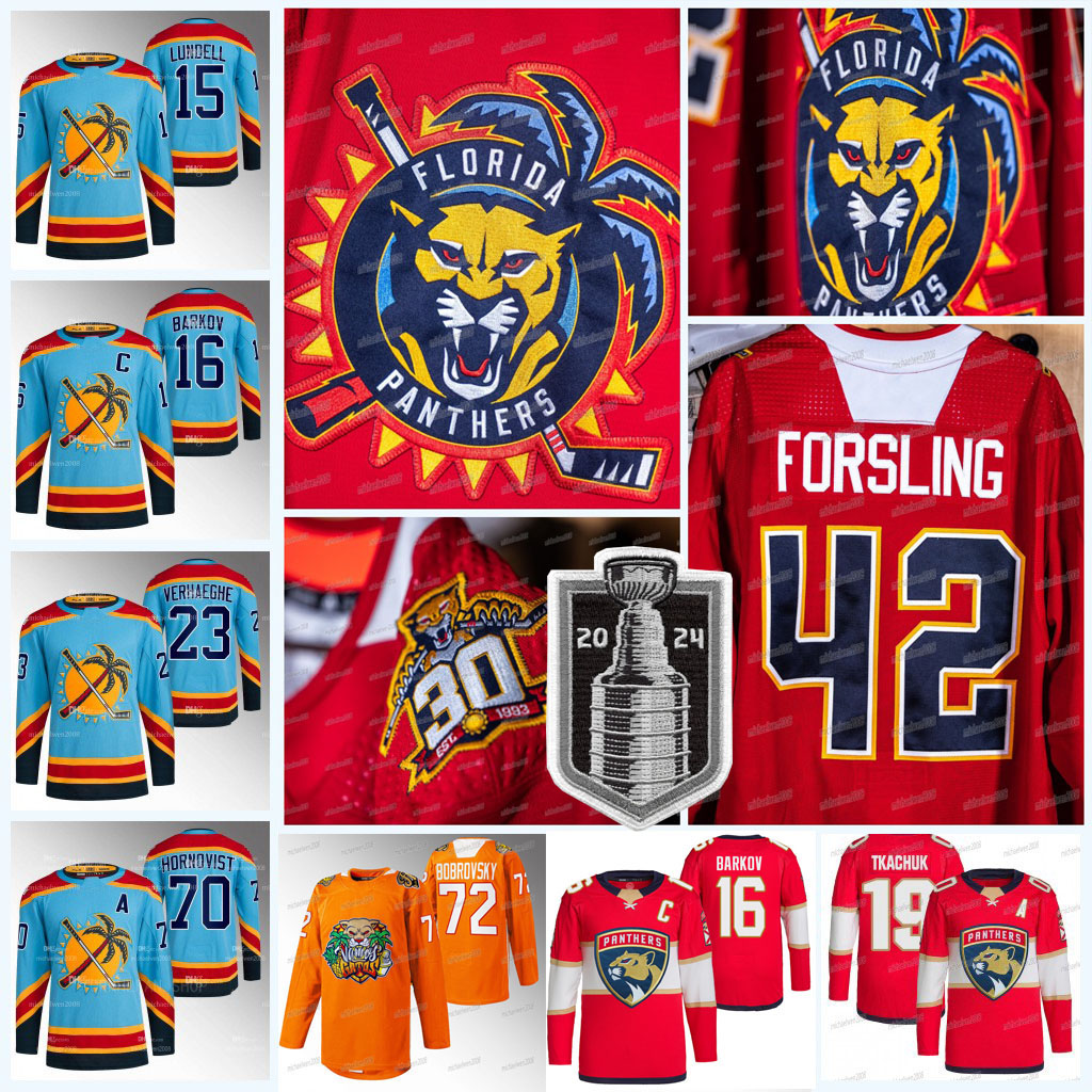 19 Matthew Tkachuk Floridas Jersey Panthers Gustav Forsling Kyle Okposo Aleksander Barkov Anton Lundell Sam Reinhart Carter Verhaeghe Hornqvist Sergei Bobrovsky 