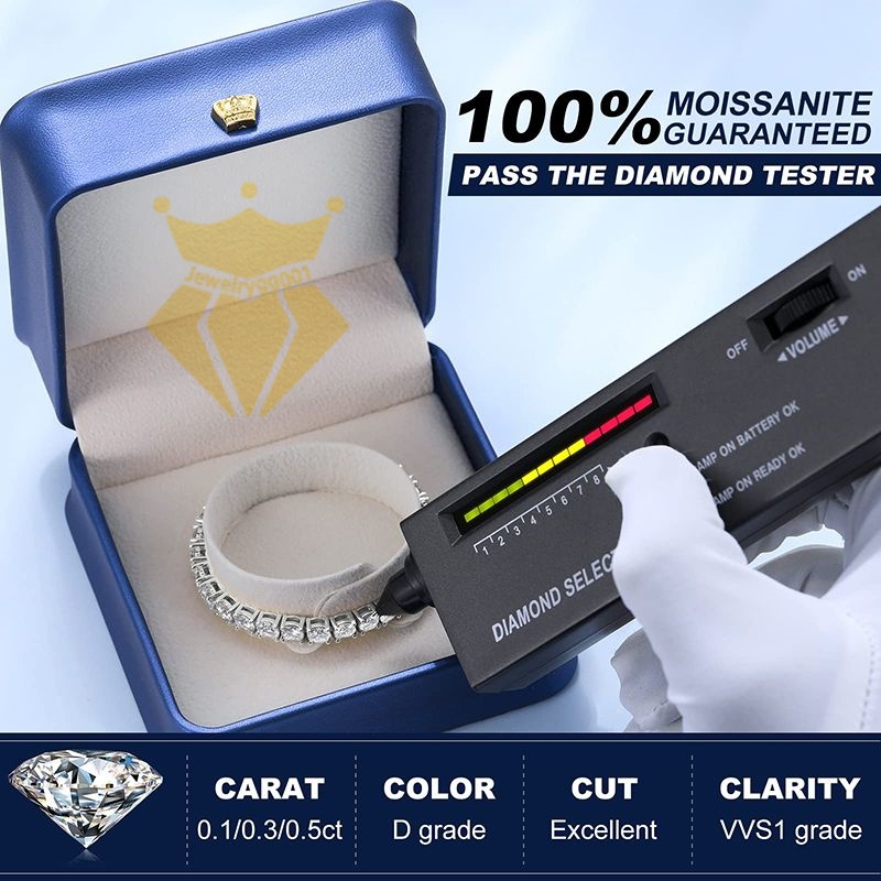 Pass Diamond Tennis Bracelet Moissanite 3/4 / 5 mm de la chaîne de bijoux de large Bracelets Rappettes Hip Hop Chaîne Iced Out pour le testeur ca