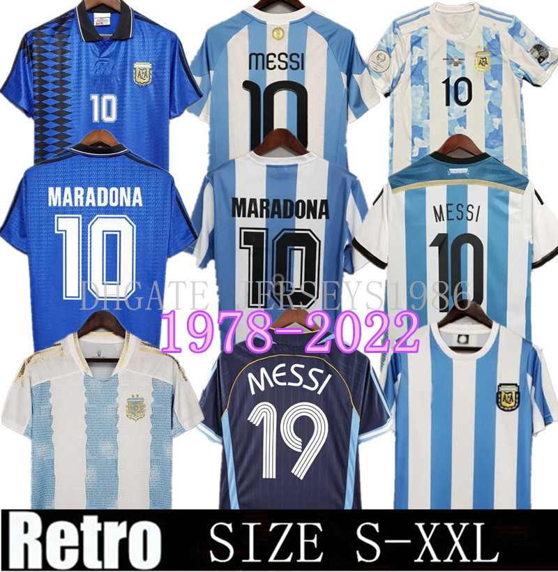 1994 Argentina Retro soccer jerseys Maradona 1978 1986 1998 1994 1996 2000 2001 2006 2010 Kempes Riquelme HIGUAIN KUN AGUERO CANIGGIA AIMAR Football Shirts 