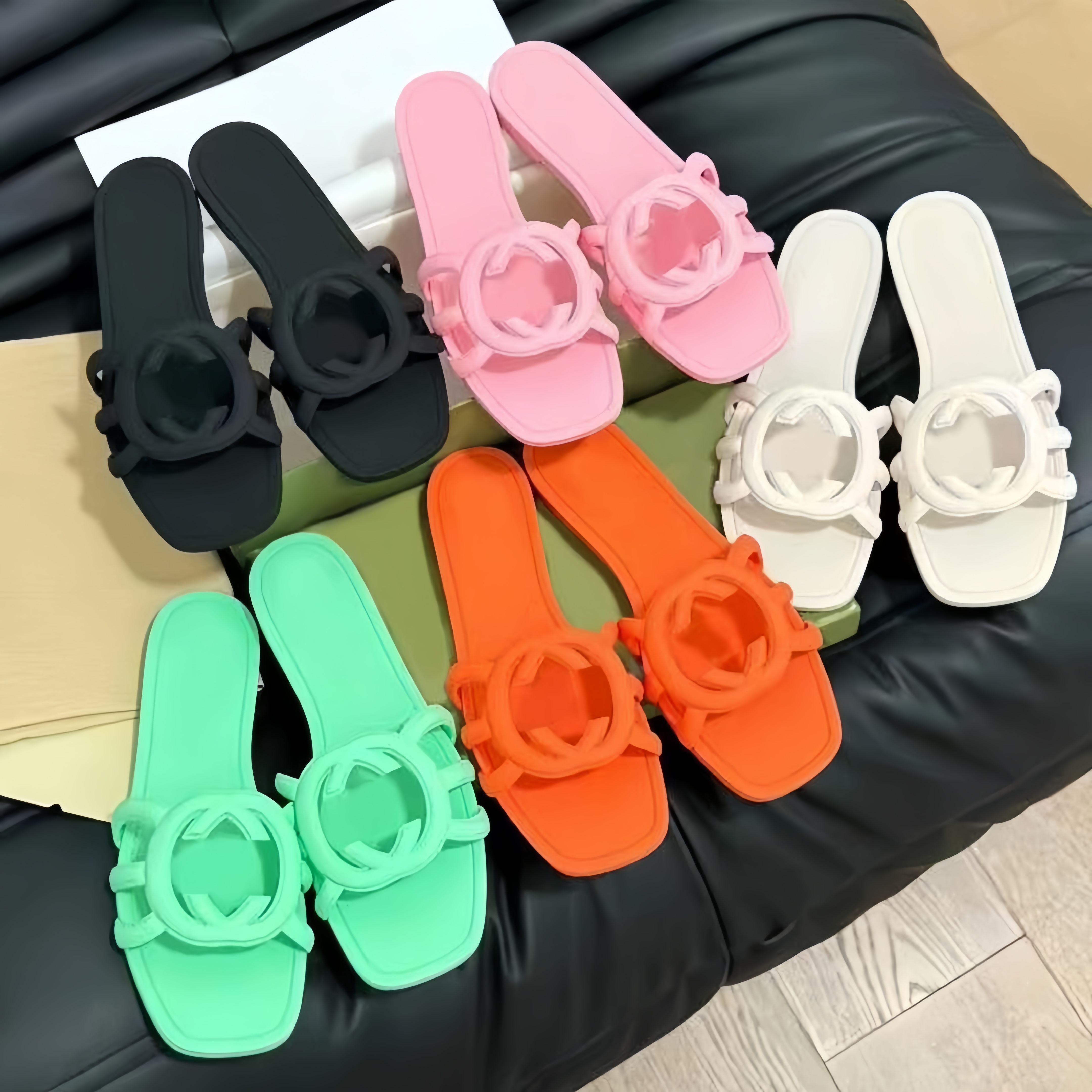 designer sandals women slippers famous slides sandale flatform sliders shoes bottom flip flops summer casual beach sandal real leather best quality with box 10A 