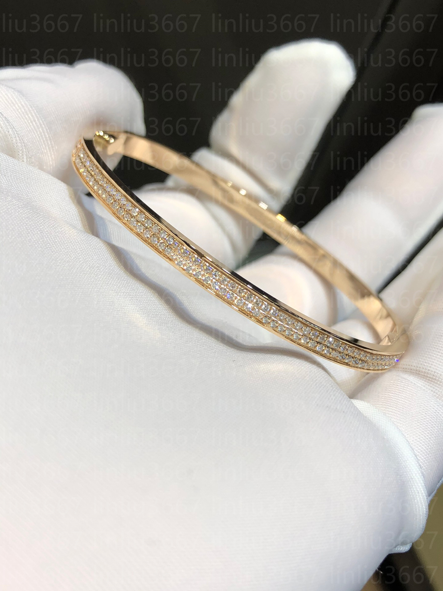 Thin bracelet rose gold Designer bracelet with diamonds for women top V-gold 18k silver bracelet Open Style Wedding Jewelry with box-image-938046627