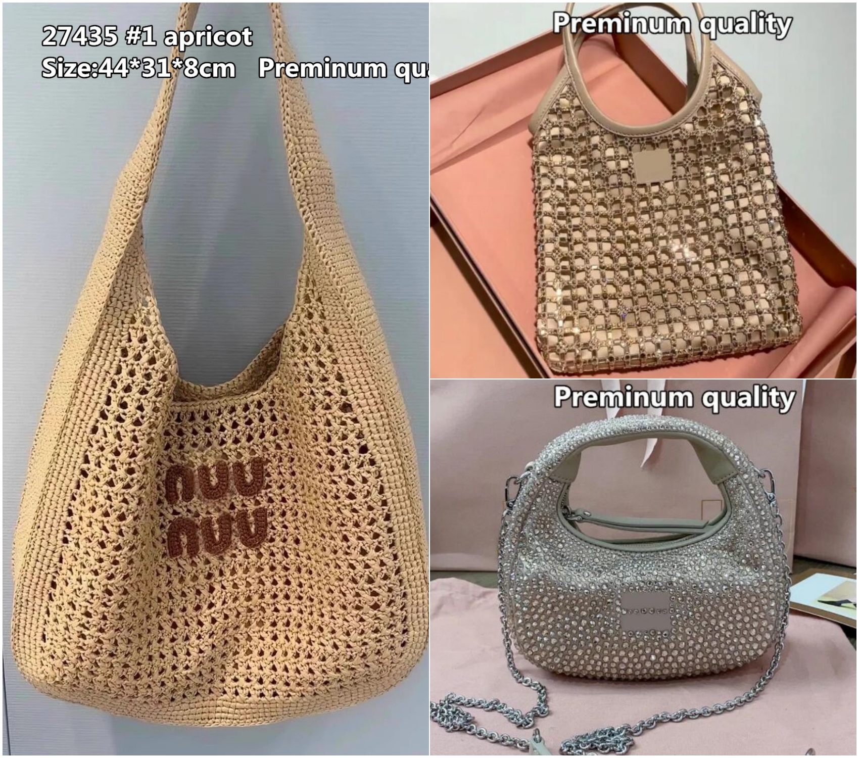 2024 New Crystal Hollow Out Mesh Handbag Crossbody Bag Luxury Design Preminum with Gift Box-image-942801619