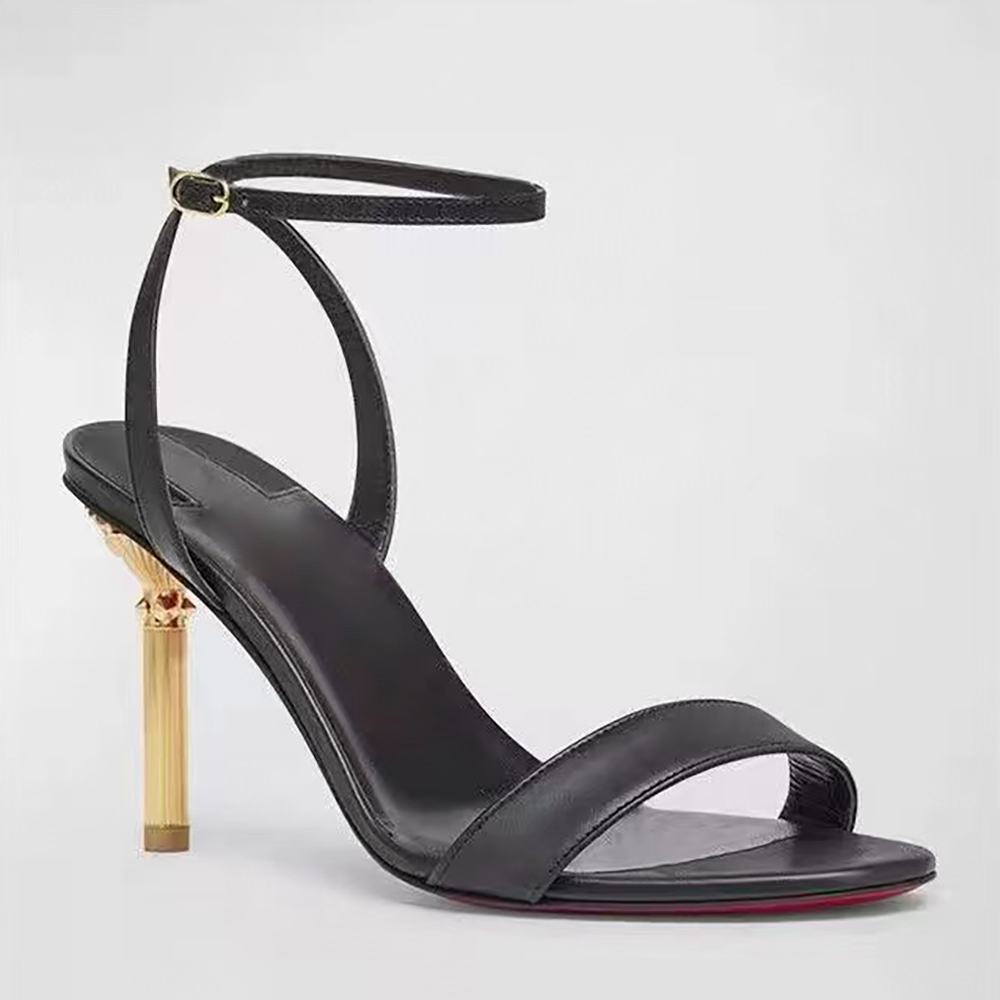 Ankle strap stiletto Sandals Calf leather exposed toe 85mm Gilded heel pumps Women&#039;s Party Evening Shoes luxury designers high heels 34-44 w-image-981216957