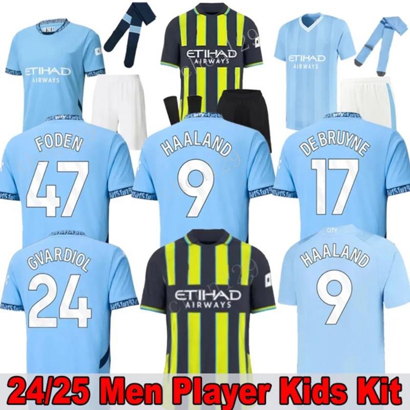 2024 Soccer Jerseys HAALAND Gvardiol DE BRUYNE FODEN Man Citys MANS CITIES FINAL ISTANBUL KIT GREALISH Football Shirt Kids 24 25 J.Alvarez MANCHE-image-981093895