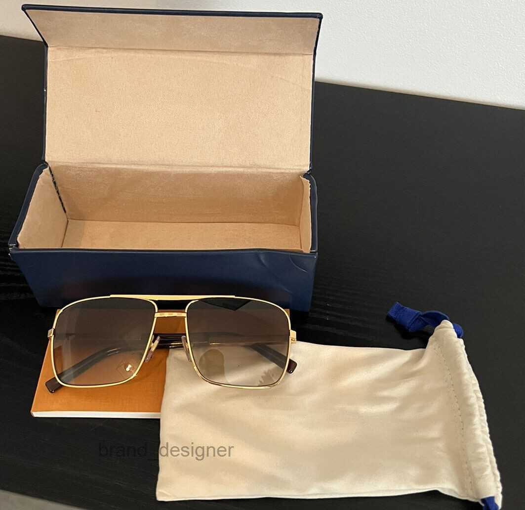 Fashion Designer Sunglass Top Quality Attitude Sunglasses For Men Metal Square Gold Frame UV 400 Glasses Mens Sun Glass Uv400 Lens Unisex With Box 0