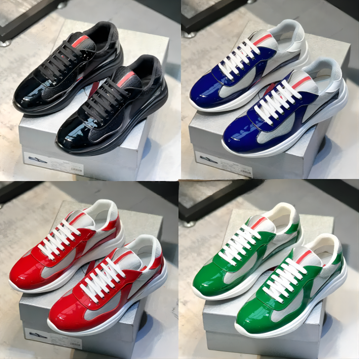 Designer sports shoes men's Copa America leather mesh patchwork leather B22 sports shoes black and white red mesh breathable men's B30-image-981736442