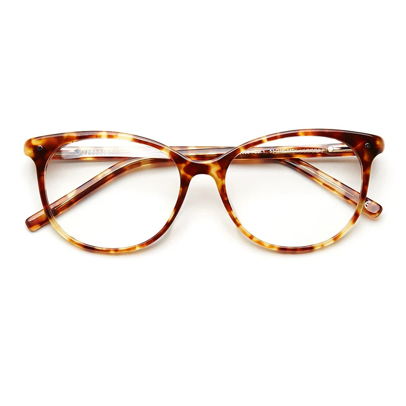 Acetate Spectacle Frame Glasses Women Vintage Trendy Clear Transparent No Degree Rivet Women Frame For Eyeglasses#OA16008 240528