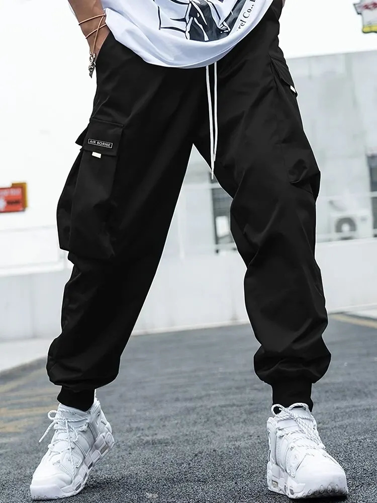 Sweatpants Men Camouflage Elasticity Military Cargo Pants Drawstring Multi Pockets Bottoms Casual Jogger Trousers 240513