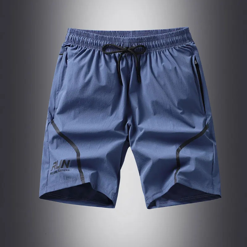 Minimalist Fashion Pocket Elastic Mens Summer Sports Ice Silk Thin Casual Versatile Drawstring Loose Beach Shorts 240528