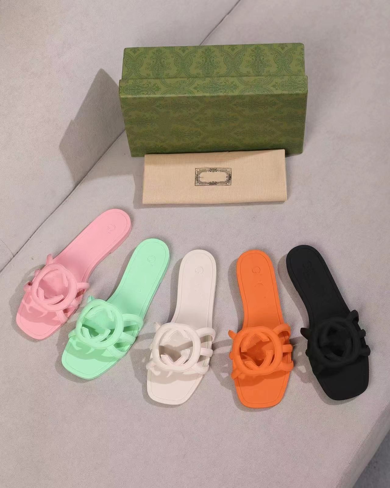 Brand Designer Sandals Women Shoes GunuineLeather High Heel Sandal Classic Flat Slides Beach Slipper Box35-42-image-981470096