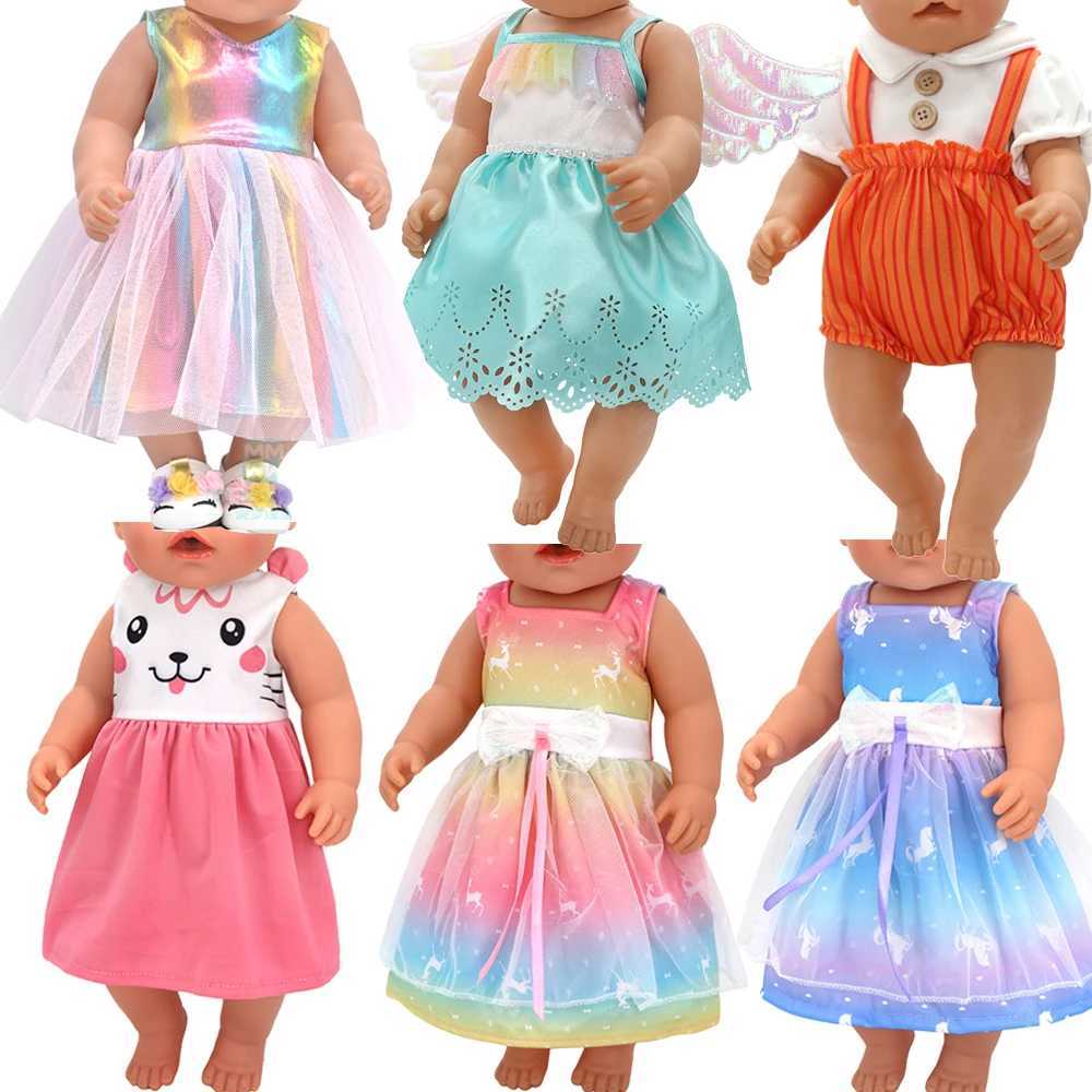 Doll Apparel Dolls 43cm newborn doll clothing and American doll accessories fashion haute couture dress bow dress H241209-image-982117622