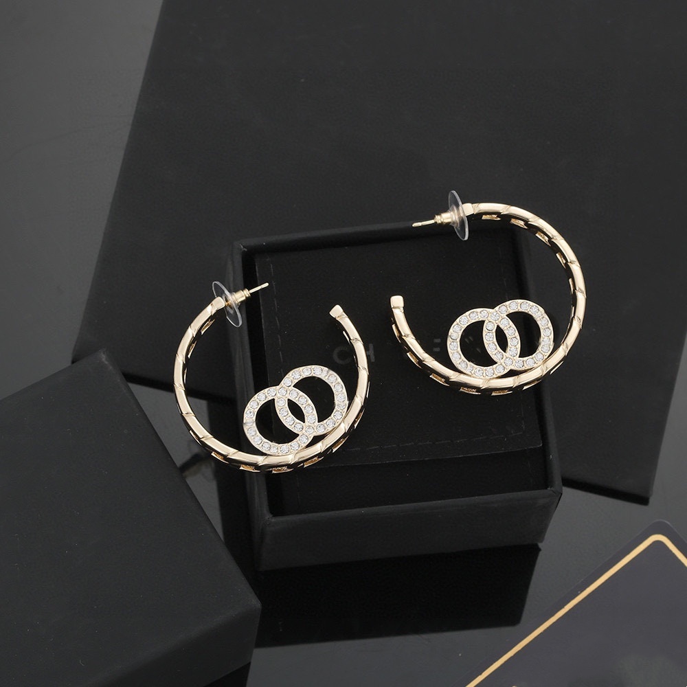 693088 Mixed Simple Gold Plated Silver Luxury Brand Designers Letters Stud Geometric Famous Women Round Crystal Rhinestone Pearl Earring Wedding Par