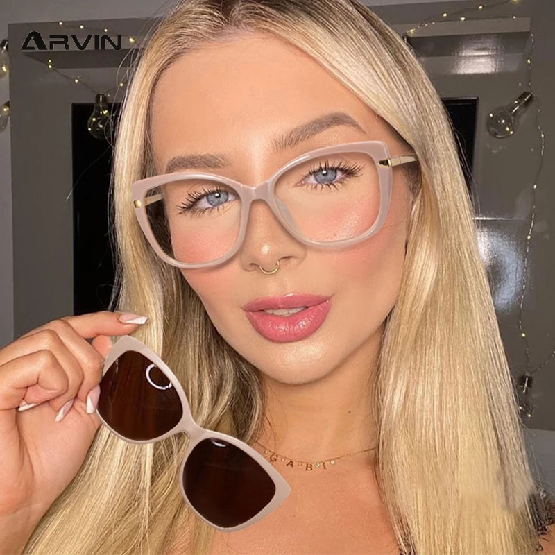 Magnet Polarized Sunglasses Women Anti Blue Light Optical Glasses Frames Fashion 2 In 1 Sun Glasses Prescription Eyeglasses 240528