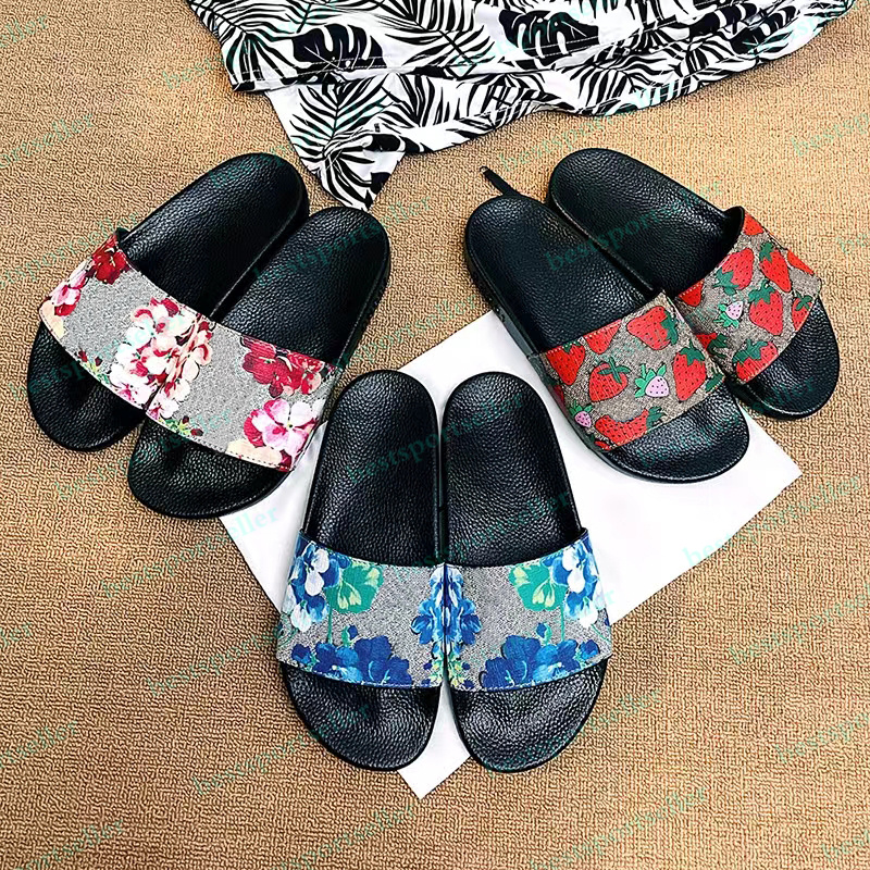 Designer Sandals ltaly Slippers paris New Rubber Slides Sandals Floral Brocade Women Men Slipper Flat Bottoms Flip Flops Womens Fashion Striped Beach Sandal US 5-11.5 