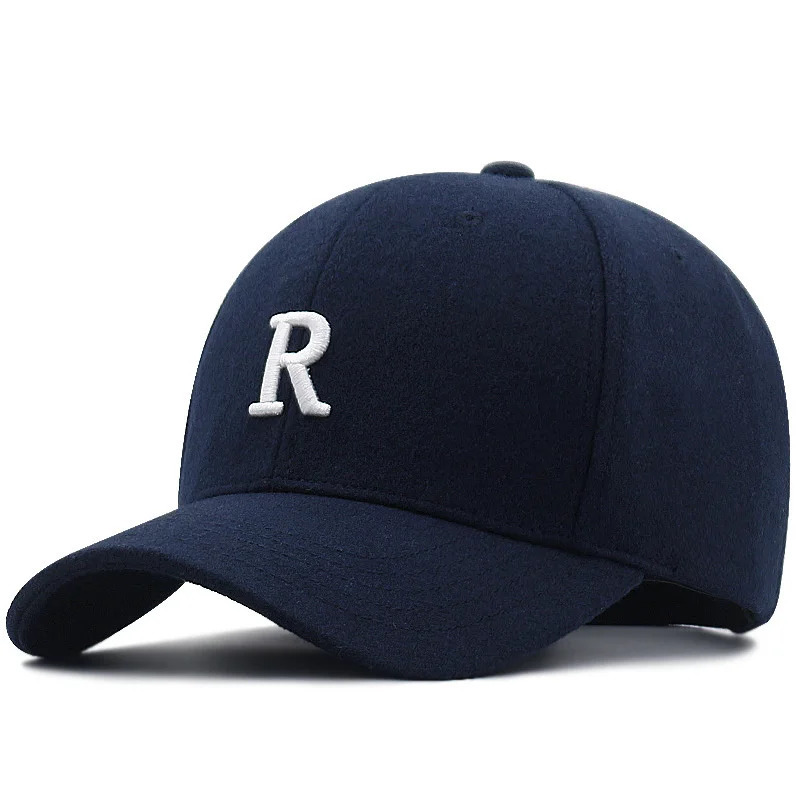 Winter Man Felt Baseball Cap Big Bone Adult Outdoors Warm Plus Size Wool Curved S Hat 56-60cm 60-65cm 240529