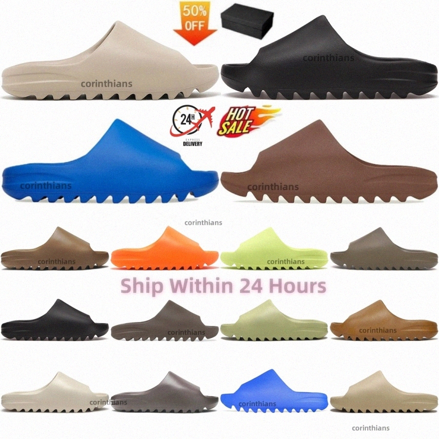 Designer Slide Slides Slippers Mens Womens Onyx Slate Slipper Grey Slate Marine Bone Azure Dark Flax Salt Pure Resin Glow Green Ochre Desert Arar-image-982374002