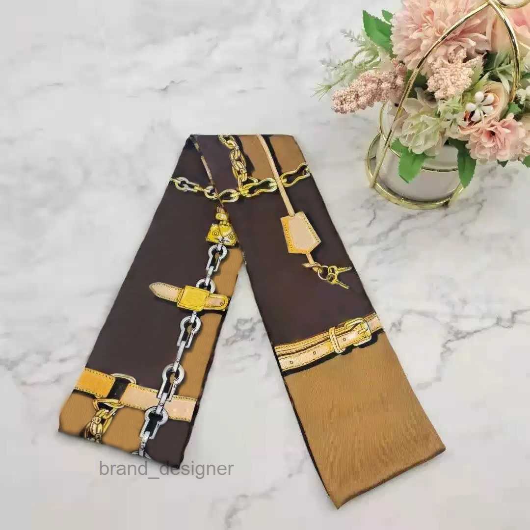 Designer foulard femme en soie bandeau doux foulard tête classique pour sac à main matière soie haute qualité taille 8 x 120 cm