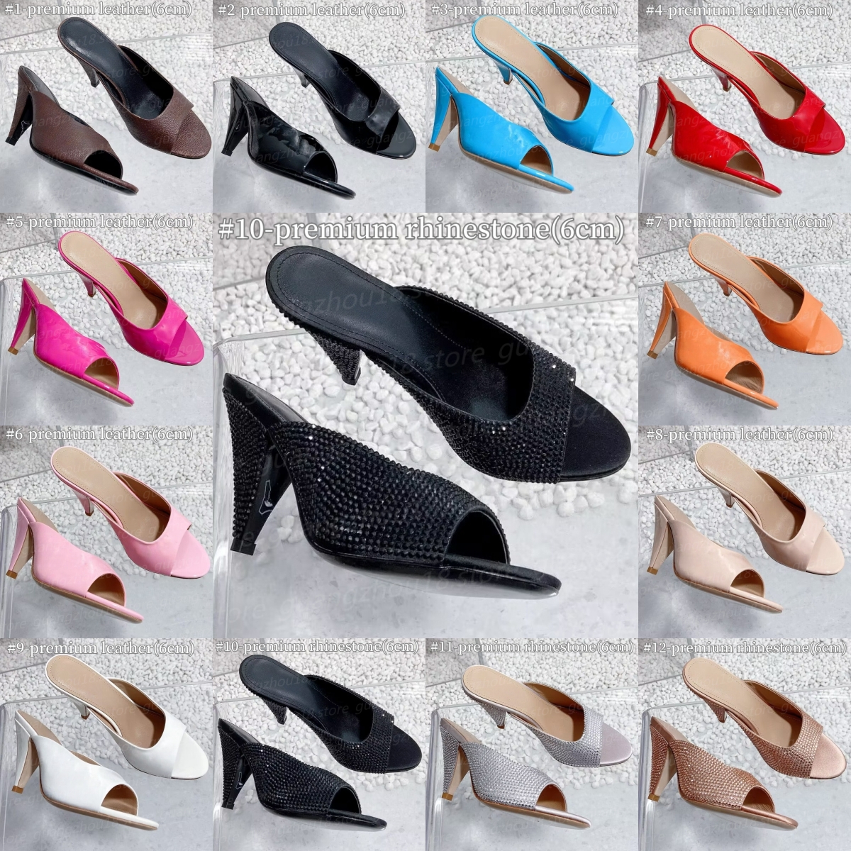 10A Premium Designer High Heels 6cm Women's Summer Pointed Sandals with Imprinted Logo Fashion Shoes With Rhinestone 27494-image-982442256