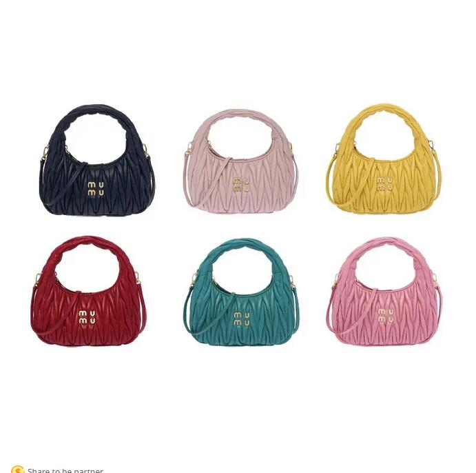 2023 Women&#039;s pink Designer Cleo bag MiuiMiui satchel tote Wander Matelasse underarm hobo Luxury Genuine Leather with shoulder strap clutch m-image-940008397