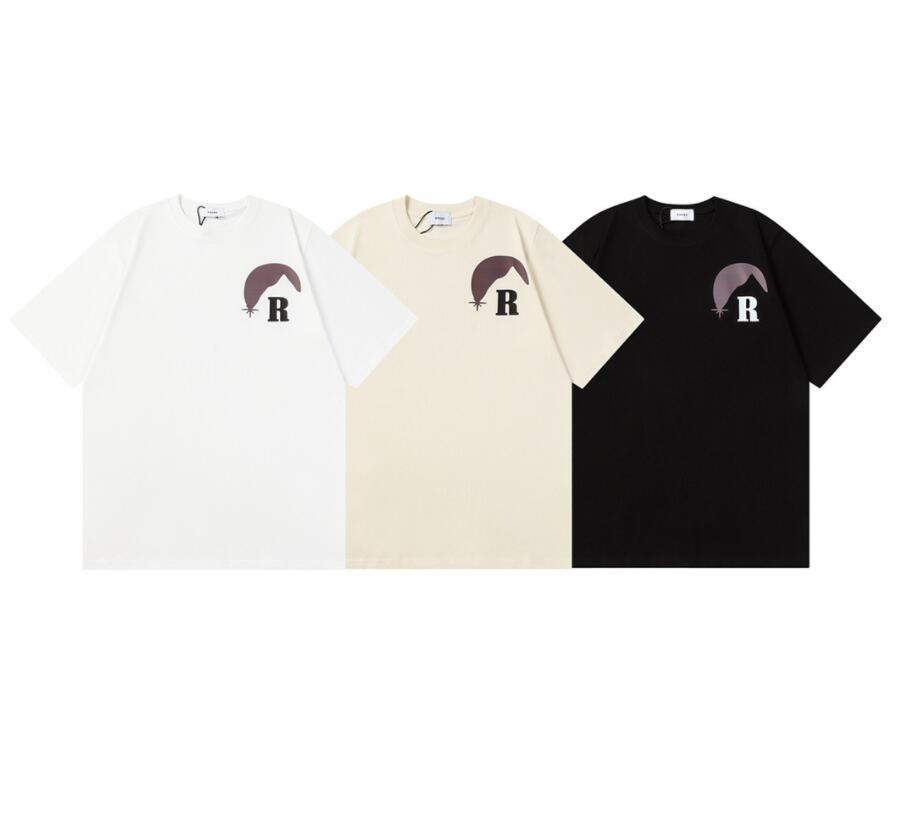 Men's summer T-shirt trendy RHUDE printed loose casual versatile short sleeved T-shirt mens womens youth Hip Hop t shirt top clothing