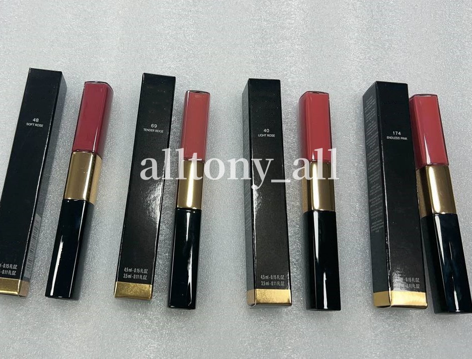 Hot Brand Loquid lipstick lip gloss 4.5ml+3.5ml 12 Colors Long Lasting Double Head Lipgloss-image-982391110