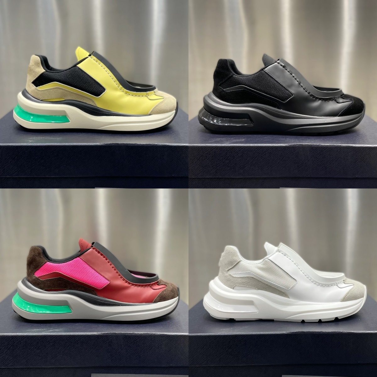 Brushed Leather Sneakers Bike Fabric Suede Shoes Men Women Garnet Peony Pink Black White Vanilla Anthracite Green Casual-image-982185848