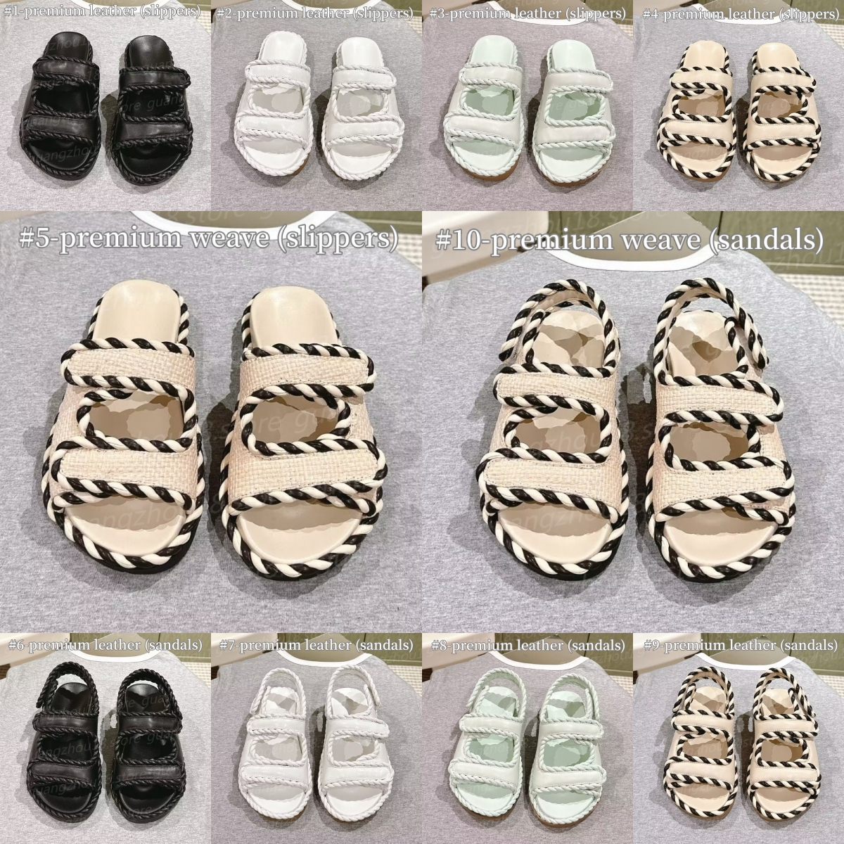 10A Premium Designer Slippers Women's Platform Beach Sandals Genuine Leather Shoes with Hook for Summer Vocation 27663-image-982172557