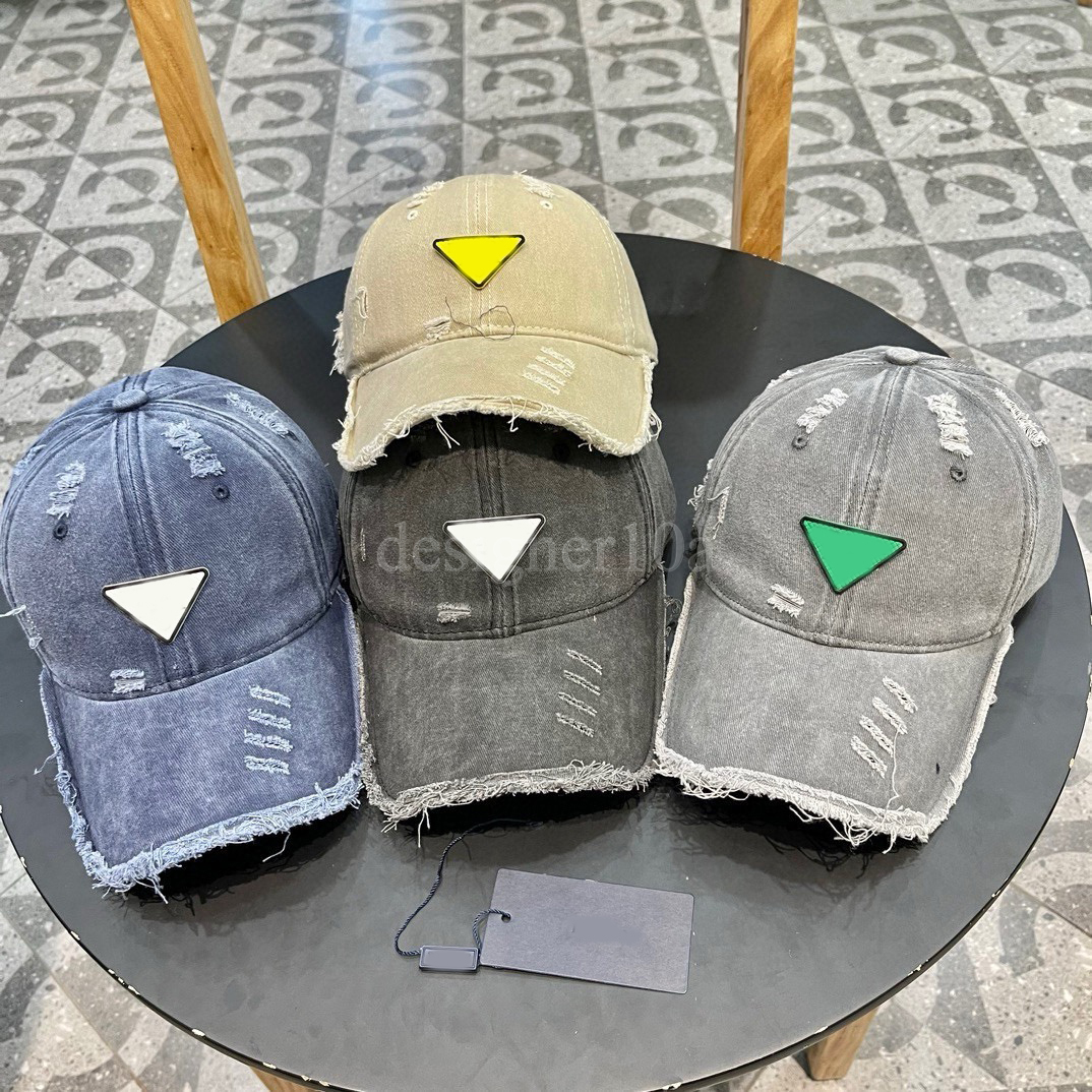 Men's and women's baseball caps denim with worn edges and holes worn out for couples summer sun protection luxurys designer 1:1 quality-image-983058013