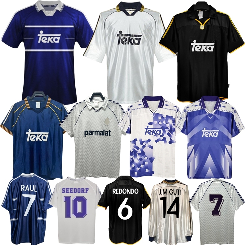 1997 1998 1999 2000 2001 Raul Redondo retro soccer jerseys Roberto Carlos Hierro Seedorf GUTI SUKER ReAl MadridS vintage classic football shirt 