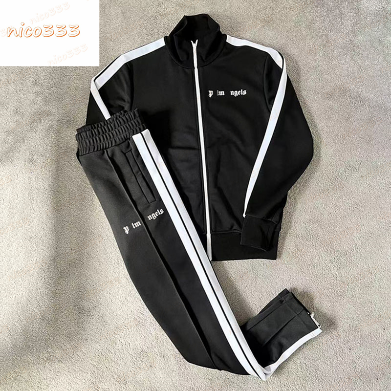 Side zipper embroidery splicing letters classic loose street versatile men and women casual fashion high end suit-image-771904389