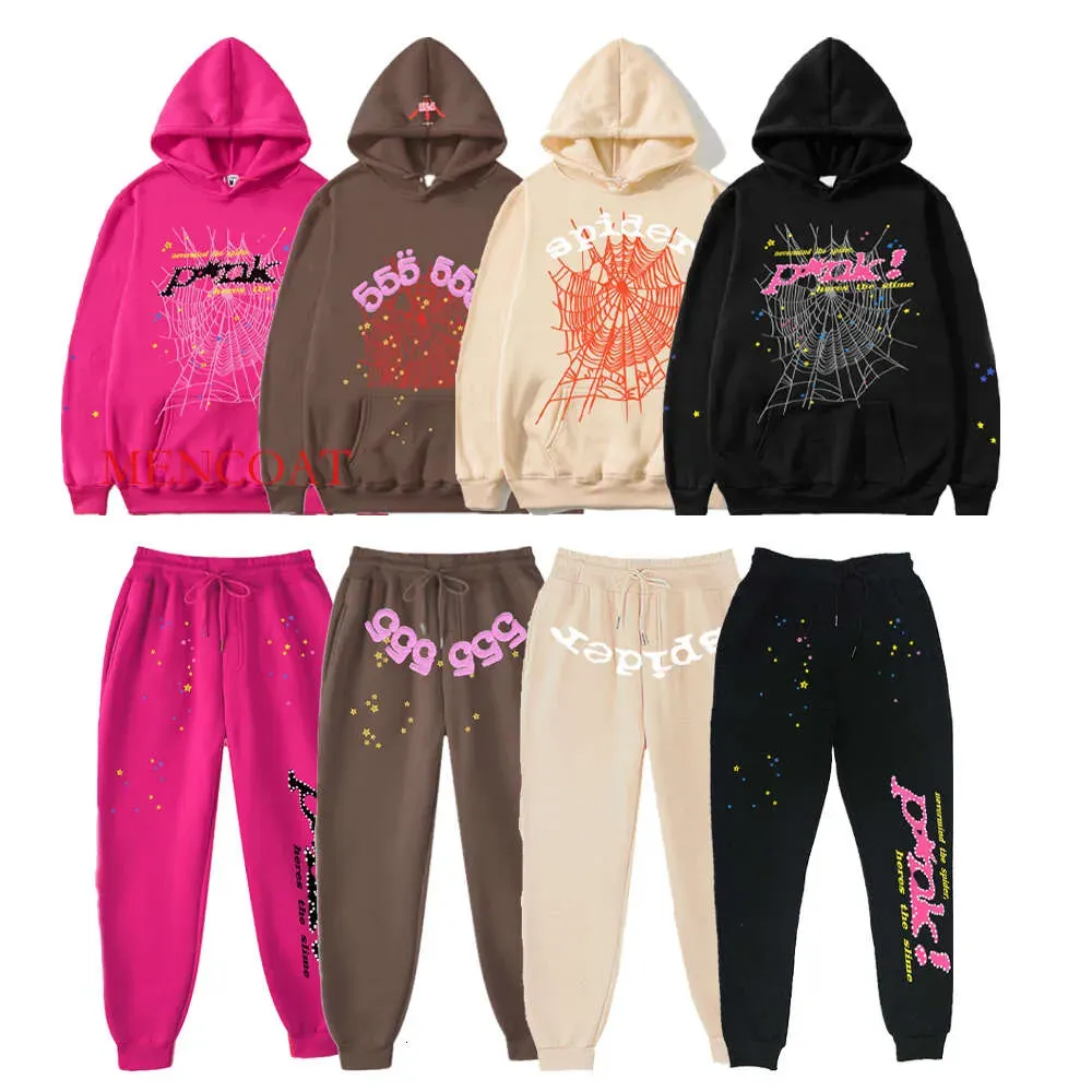 Men Designer 555 Hoodies Women Winter Hoodie Fashion Casual 55555 Web Hoodie Men Women Loose Pullover Sp5ders Hoodie Stereo Puff Print Hip Hop Sw-image-825316062