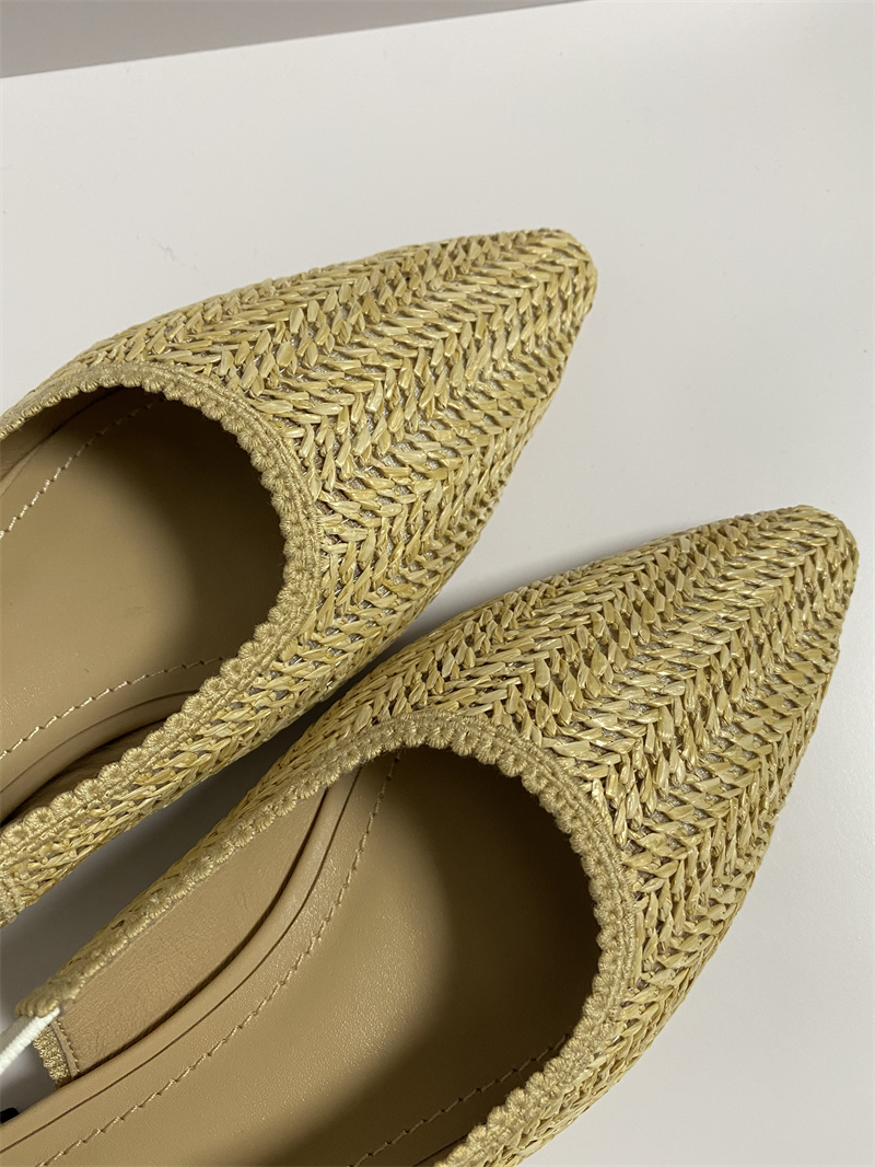 Paille de paille pantoufle plate de 6,5 cm 10cm talon raffias officie chaussure de luxe de conception de conception 34-40