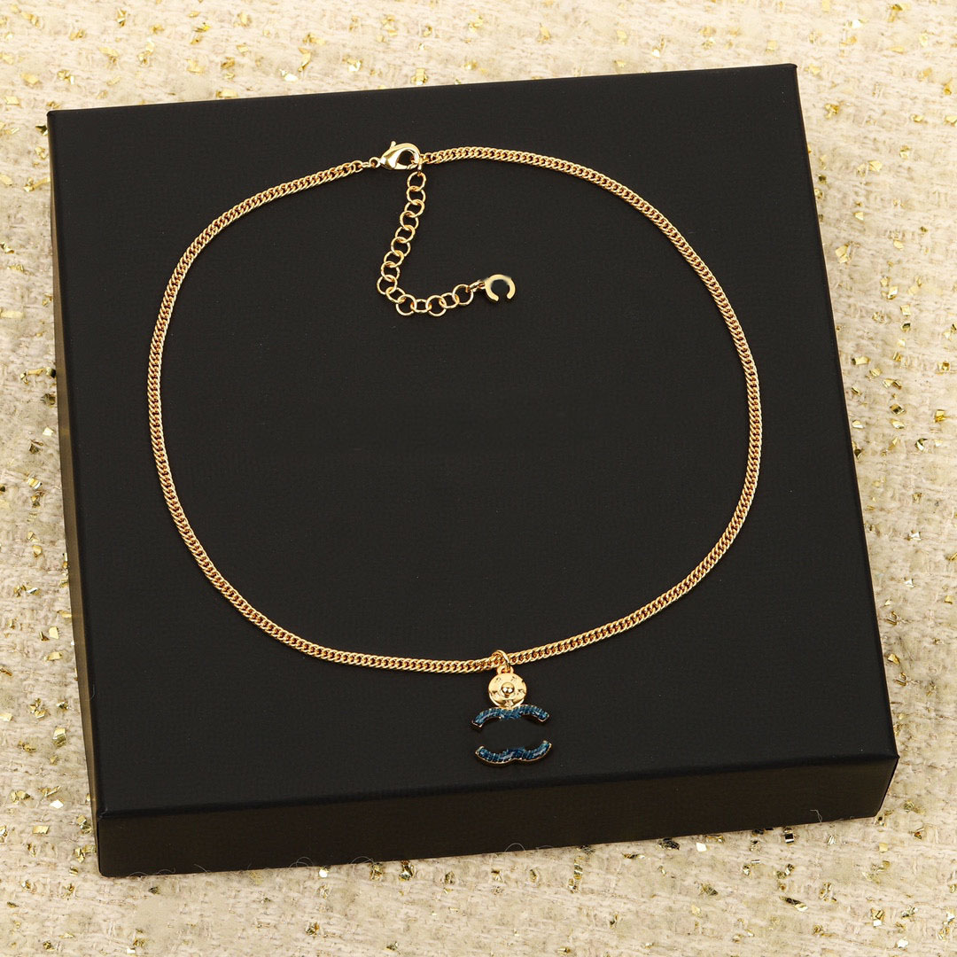 Luxury quality charm pendant necklace with blue color desinger jewelry simple style have stamp box PS3210B