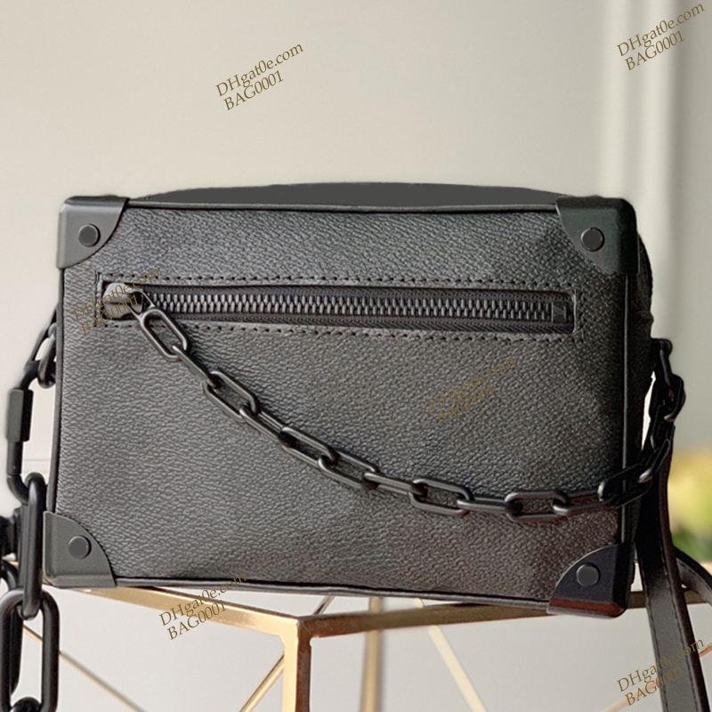 Mini Soft Trunk Bag 10A Soft Fashion Tote Chain Shoulderbag Canvas Genuine Leather Crossbody With Box B062 BAG0001
