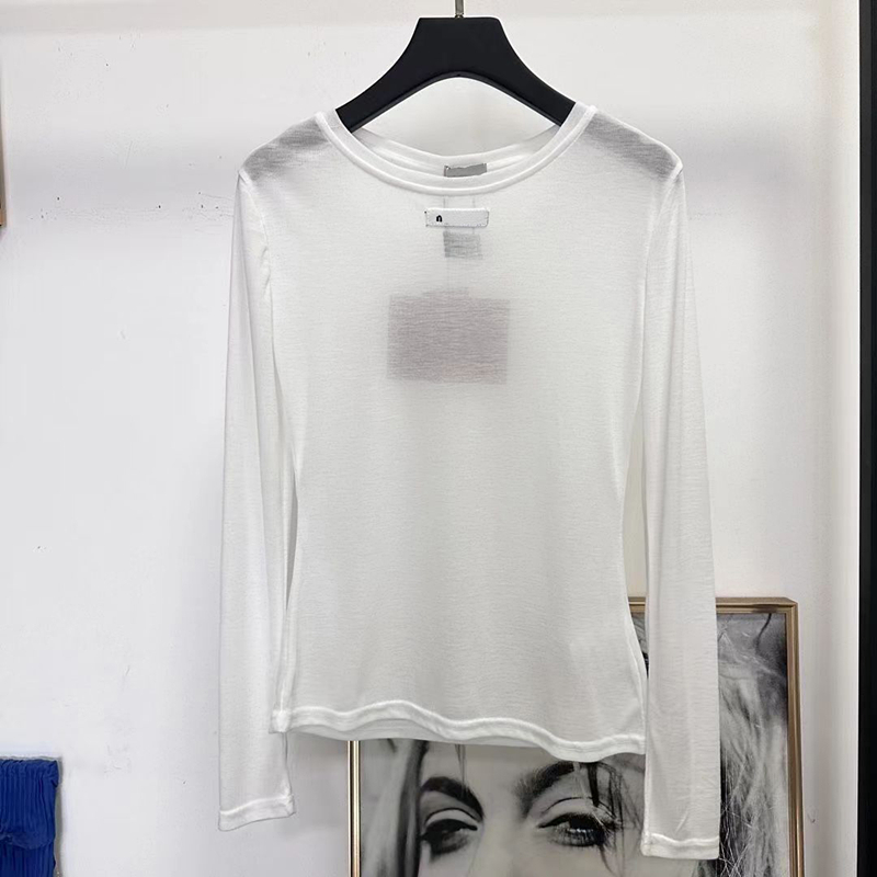 Mui Casual Tshirt Designer Clothes Women t shirts Long Sleeve Round Neck Letter Print Sexy Top Tee Female Casual Streetwear qc