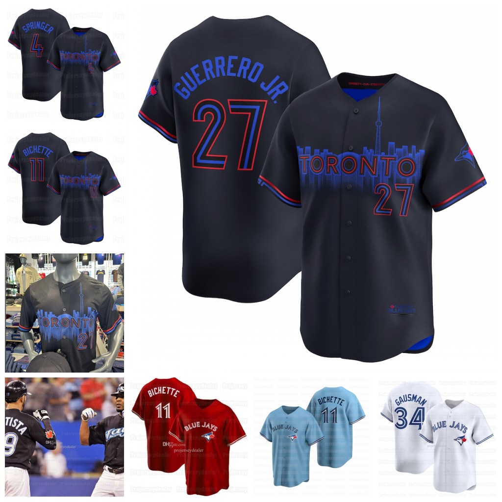 Vladimir Guerrero Jr. 2024 City Connect Jays Jerseys Blue Daulton Varsho Kevin Gausman Bo Bichette George Springer Jose Berrios Justin Turner Alejandro Kirk Toronto 
