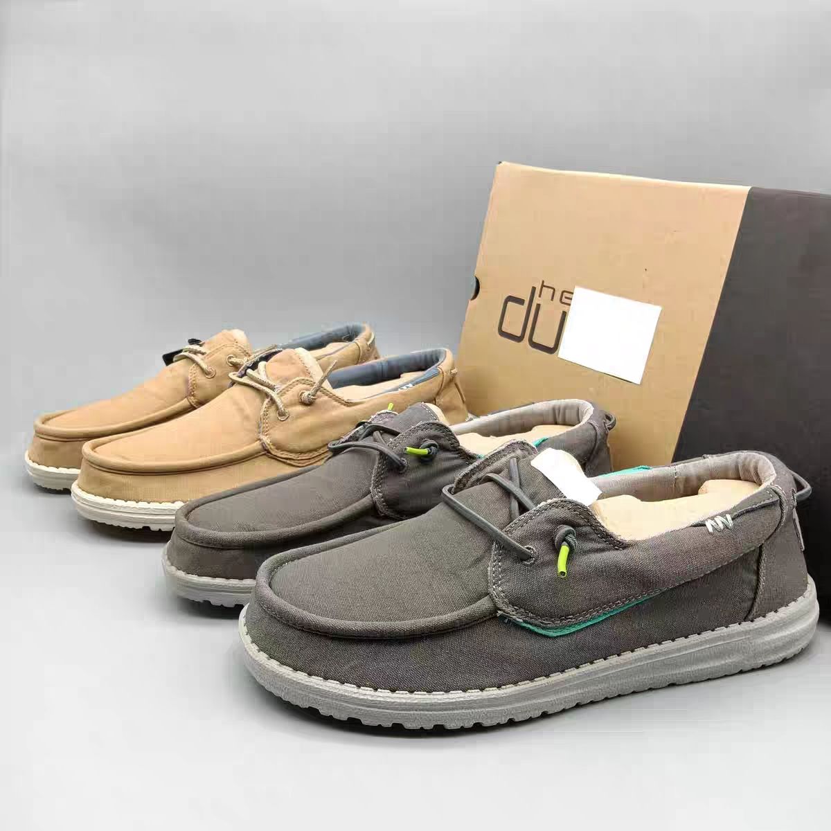 Chaussures de créateurs Hey Dude Mens Wally Linen Men Femmes One Foot Soft Sole Tops Low Machine Chaussures en tissu lavable Pig Coube Plans de c