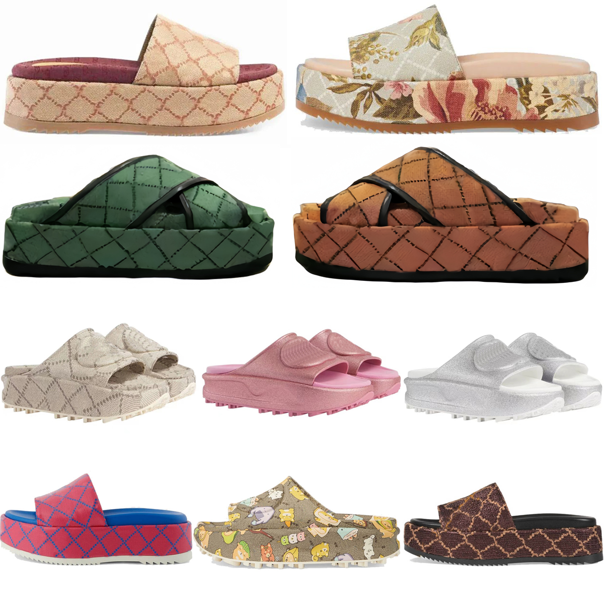 2024 Designer woman slippers fashion Beach Thick bottom slippers platform women Shoes Alphabet lady Sandals Leather High heel slippers Large size