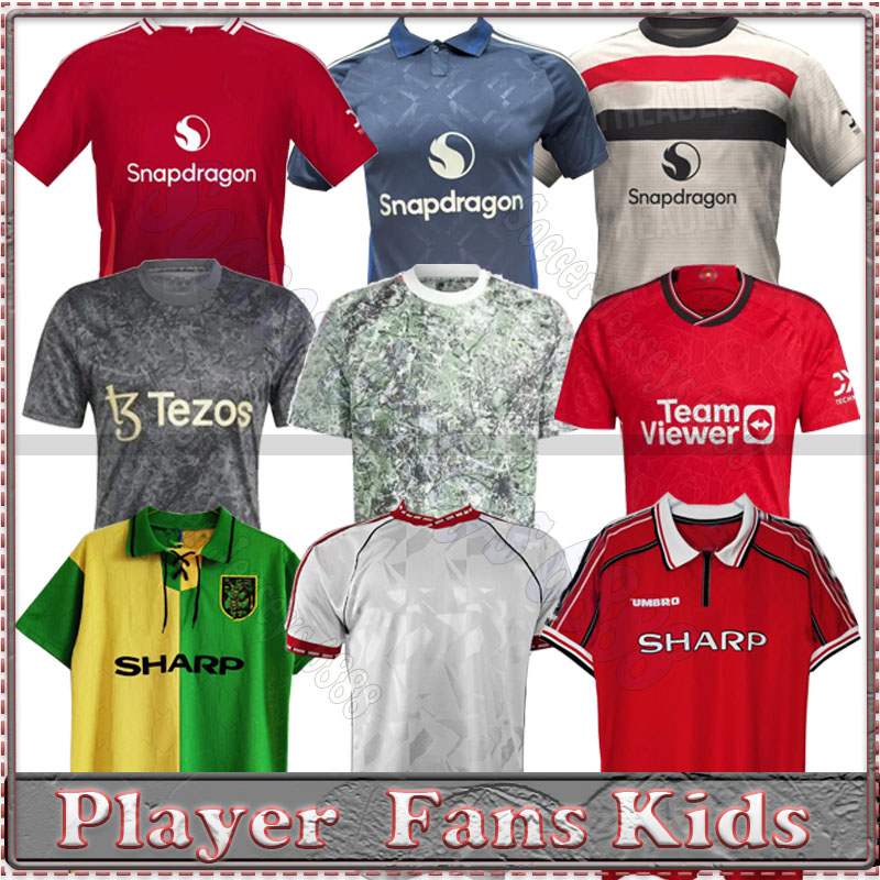 3XL 4XL Retro RASHFORD MOUNT 92 94 98 99 07 08 23 24 25 HOME AWAY THIRD soccer jerseys B.FERNANDES GARNACHO HOJLUND 2024 2025 Stone Roses Players fans kids football shirt 