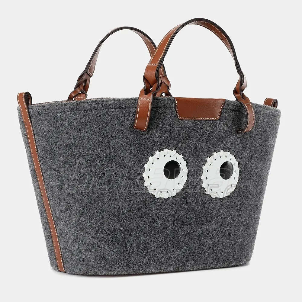 Anya Hindmarch New Tote Bags Cowboy Shopping Bag Womens Eye Wool Felt Vegetable Basket Classic Design Shoulder Handbag
