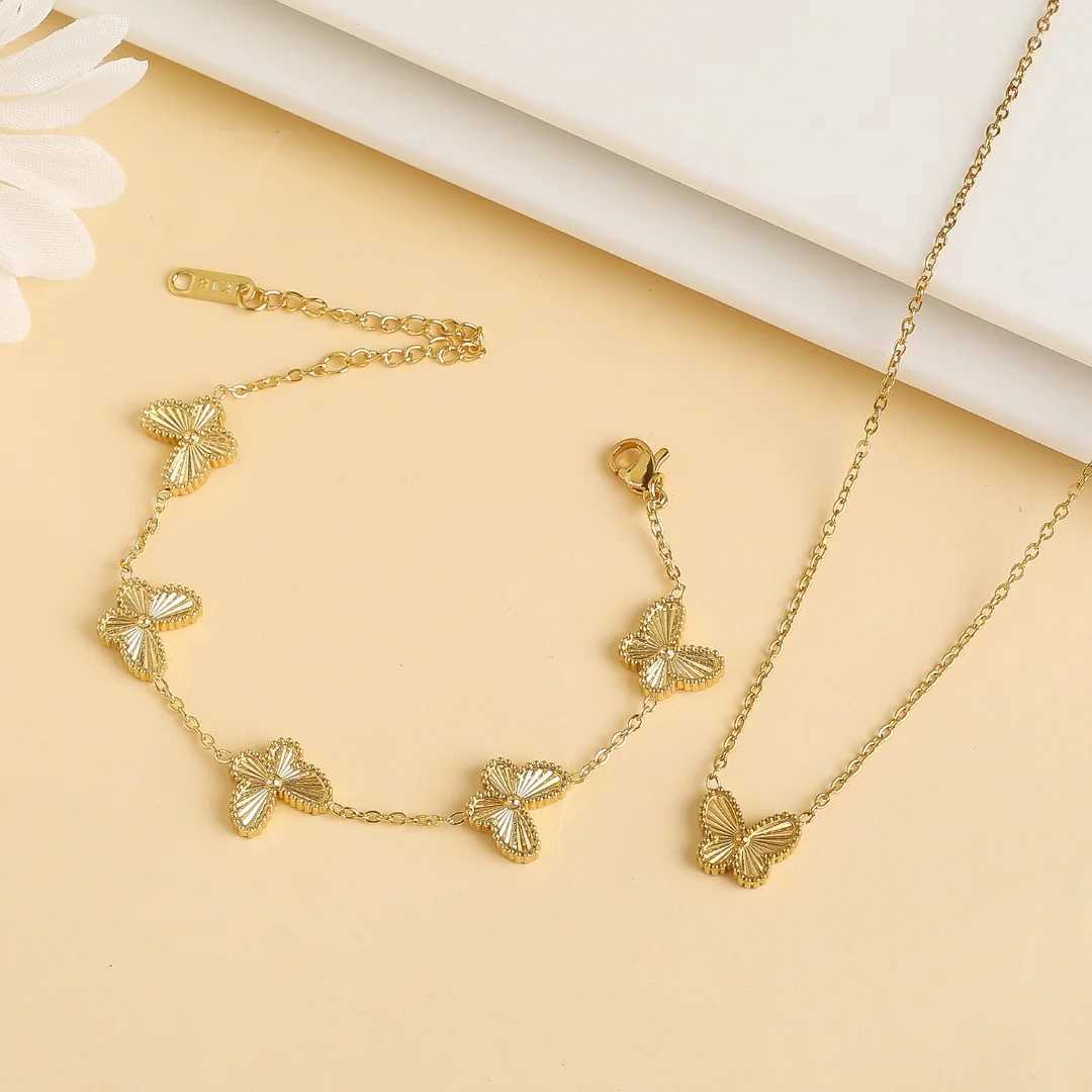 Bracelet Earrings Necklace New high-quality stainless steel laser butterfly jewelry set bracelet necklace earrings luxury womens party jewelry cl-image-1035980951