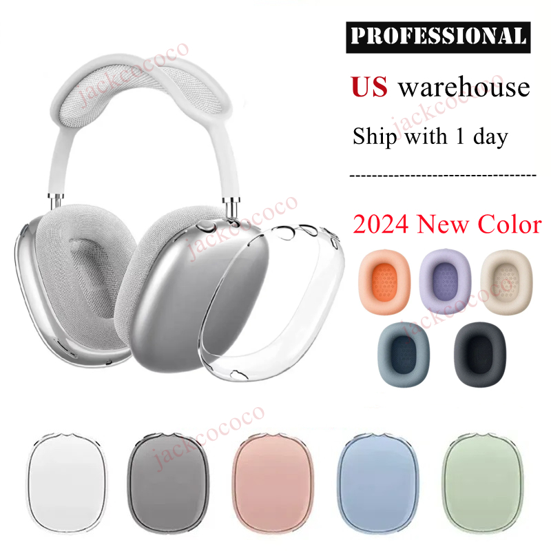 For Airpods Max bluetooth earbuds Headphone Accessories Transparent TPU Solid Silicone Waterproof Protective case AirPod Maxs Headphones Headset cov