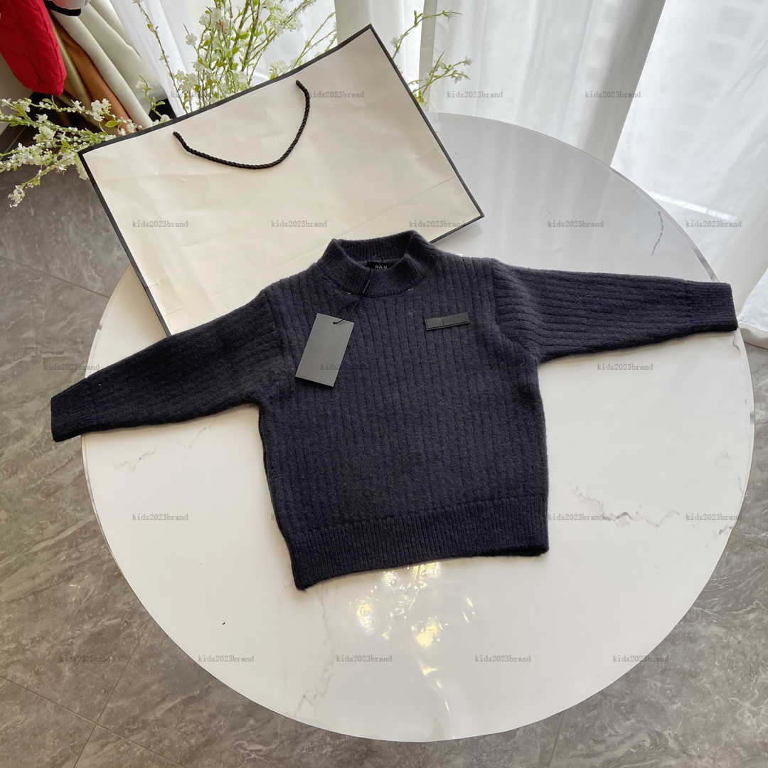 New baby Knitted sweater autumn Pullover shirt kids designer clothes Rubber label child Turtleneck Long sleeve girls hoodie-image-1035985582
