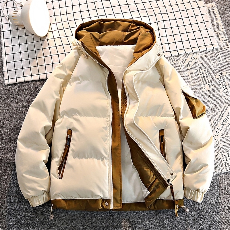 Men Hooded Winter Thicken Warm Man Windproof Jacket Streetwear Casual Parkas Padded Male Loose Coats y241121Z