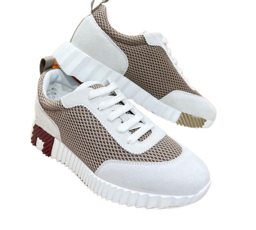 Men Women Bouncing Sneaker Plain Logo Platform Sneakers Designer Light Sole Mesh Suede Trainers Brown Colors Newest Limited Sports Shoes
