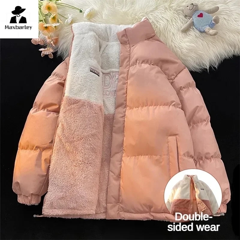 Winter Thermal Padded Jacket Mens Casual Solid Color DoubleSided Wearable n Parka Men Street Thick Fleece Coats y241121Z